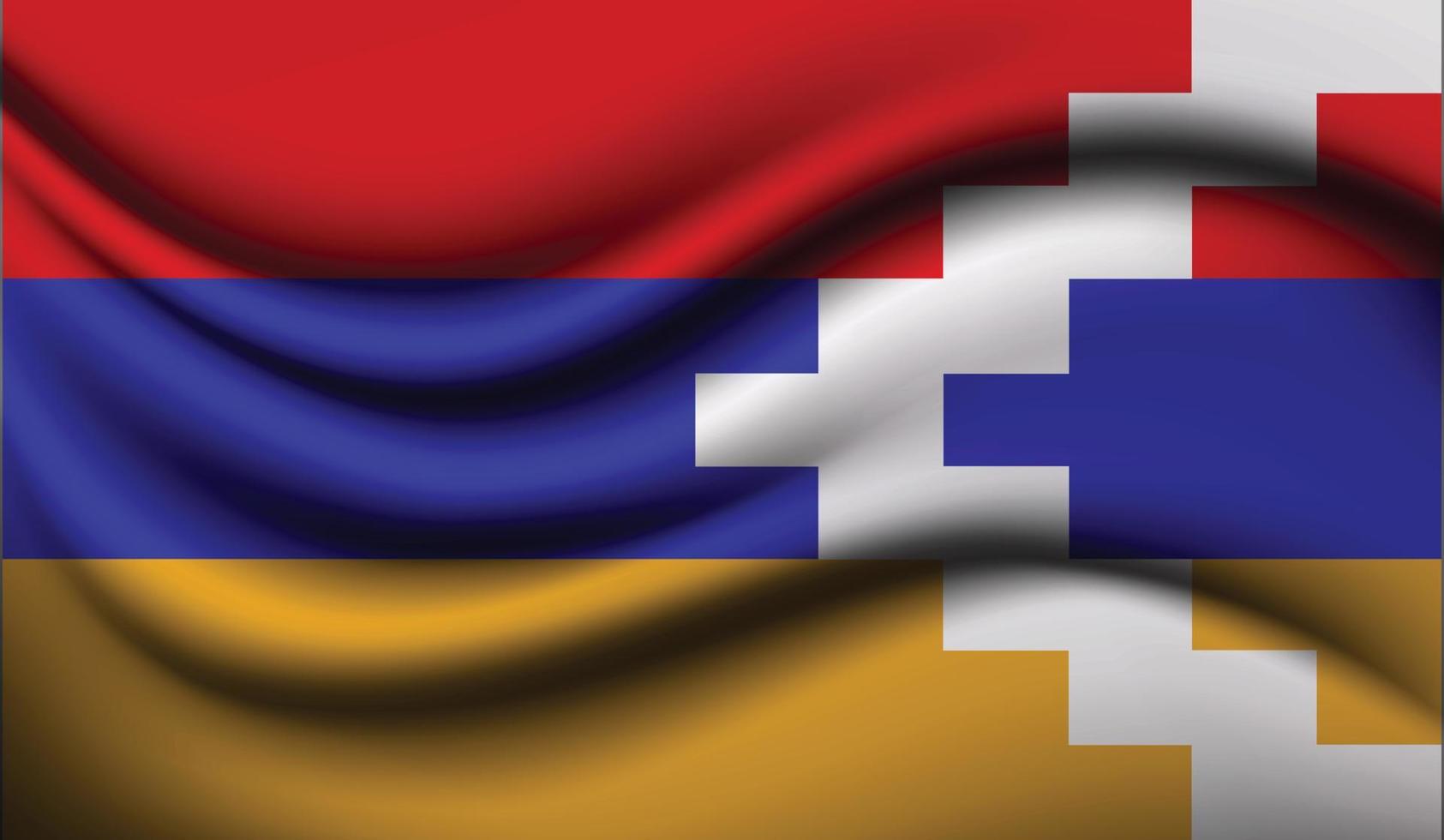 conception de drapeau ondulant réaliste du haut karabakh vecteur