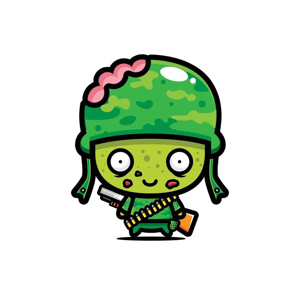 conception de personnage de zombie de l'armée mignonne vecteur