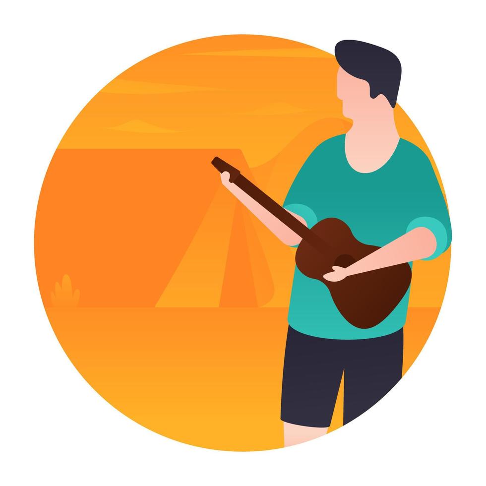 concepts de guitariste de camping vecteur