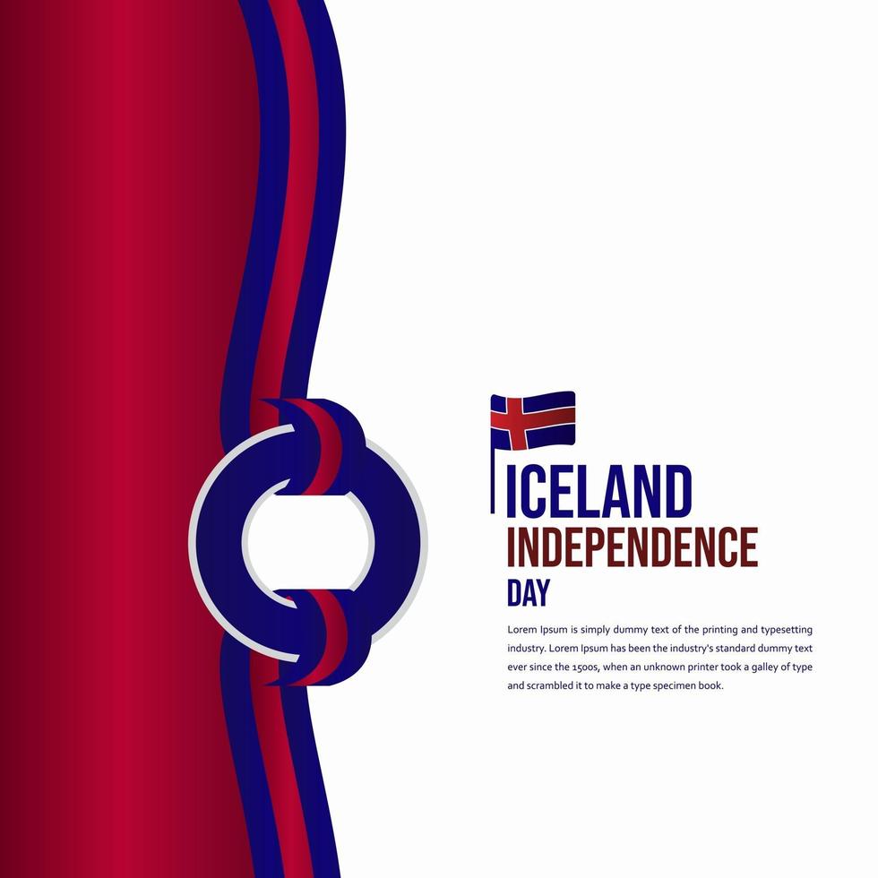 illustration de conception de modèle de vecteur de célébration de la fête de l'indépendance de l'islande