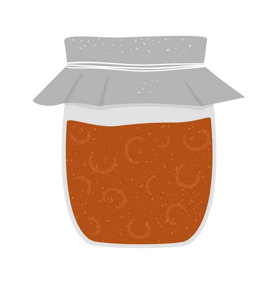 pot de confiture de vecteur isolé sur fond blanc. illustration de la nourriture traditionnelle d'hiver. conserves de fruits dans un pot en verre.