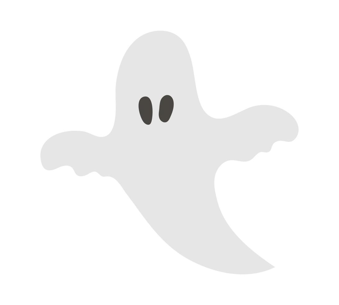 fantôme de vecteur mignon. icône de personnage d'halloween. illustration de la veille de la Toussaint d'automne avec un fantôme volant. conception de signe de fête samhain pour les enfants.