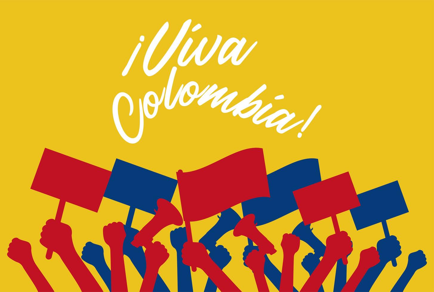 Colombiens protestant contre les mains vecteur