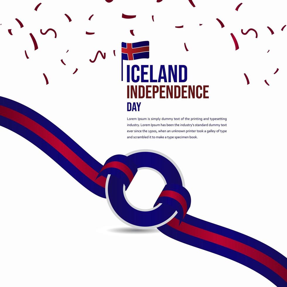 illustration de conception de modèle de vecteur de célébration de la fête de l'indépendance de l'islande