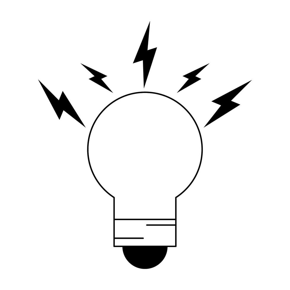 icône d'ampoule en noir et blanc vecteur