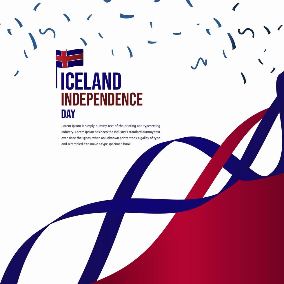 illustration de conception de modèle de vecteur de célébration de la fête de l'indépendance de l'islande