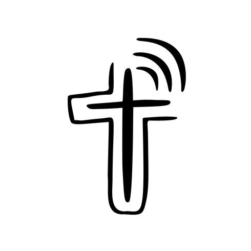 Illustration vectorielle du logo chrétien. Emblème avec le concept de croix avec la vie de la communauté religieuse. Élément de design pour affiche, logo, badge, signe vecteur