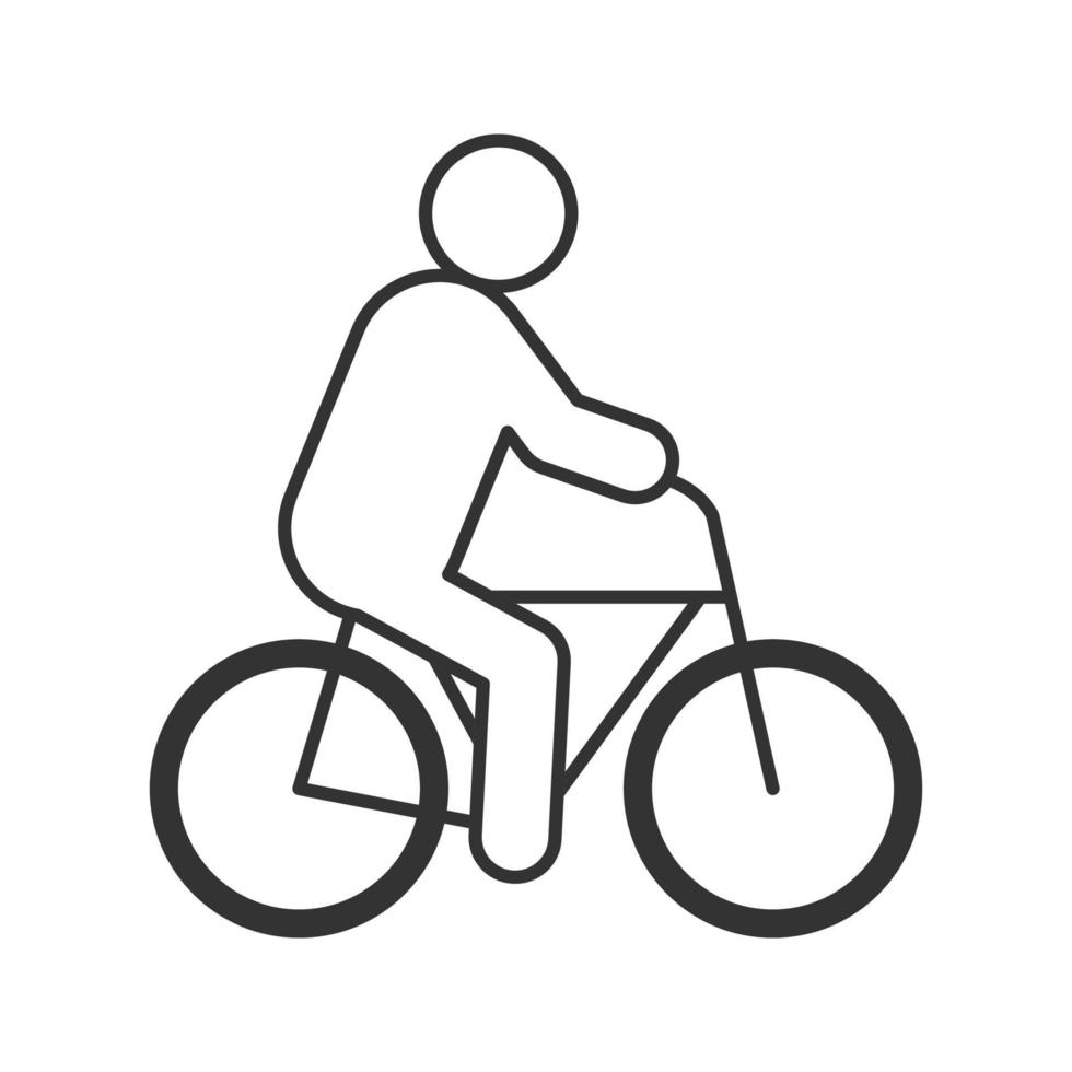 icône linéaire de vélo homme équitation. cycliste. dessin au trait fin. éco-transport. symbole de contour. illustration vectorielle isolée vecteur