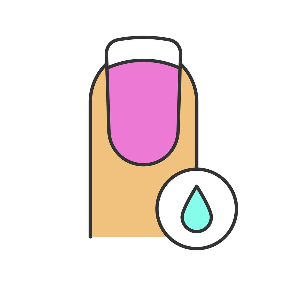 vernis à ongles enlevant l'icône de couleur. manucure française avec goutte de liquide. illustration vectorielle isolée vecteur