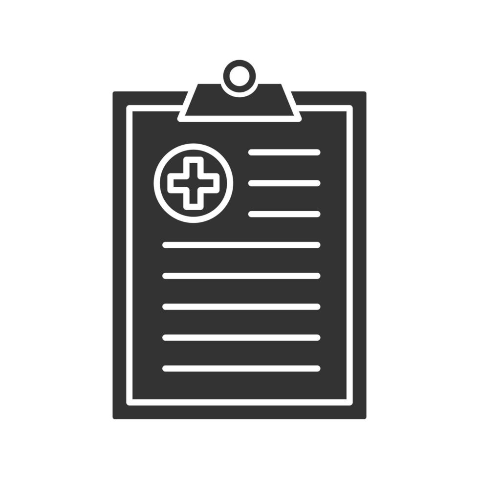 icône de glyphe de rapport médical vecteur