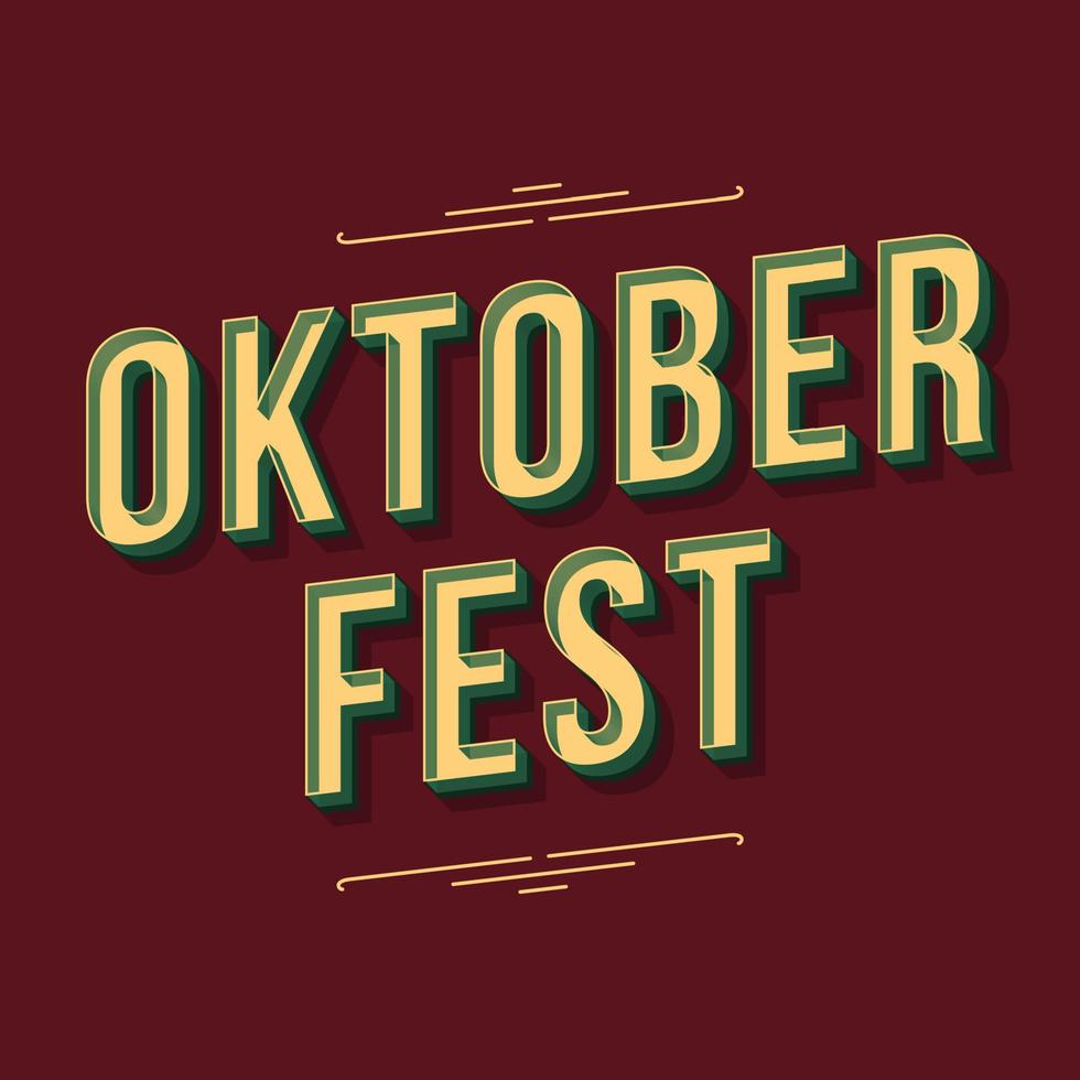 lettrage de vecteur 3d vintage oktoberfest