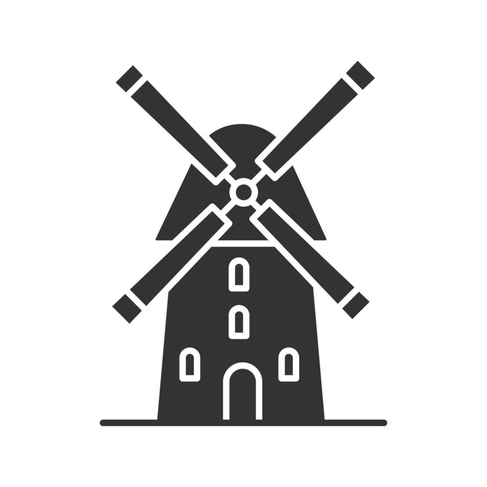icône de glyphe de moulin à vent. agriculture. symbole de silhouette. espace négatif. illustration vectorielle isolée vecteur