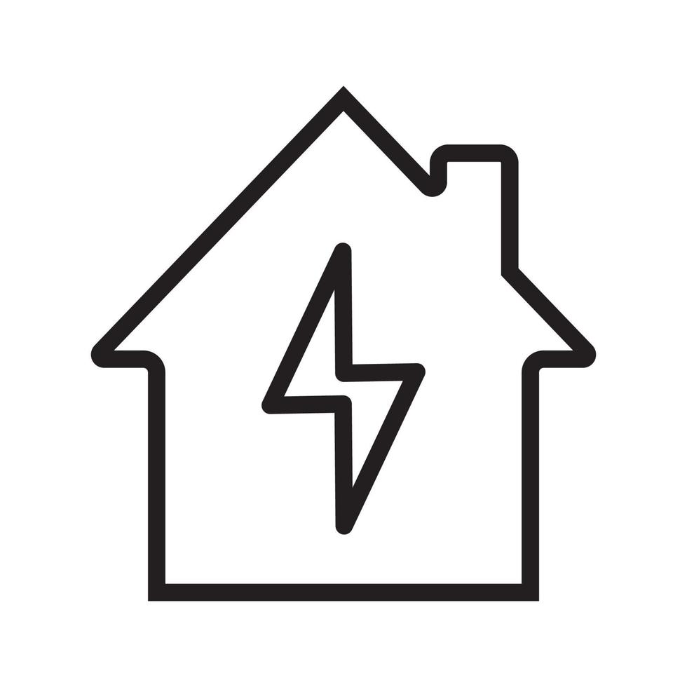 icône linéaire d'électrification domestique. illustration de la ligne mince. maison avec éclair à l'intérieur. symbole de contour. dessin de contour isolé de vecteur