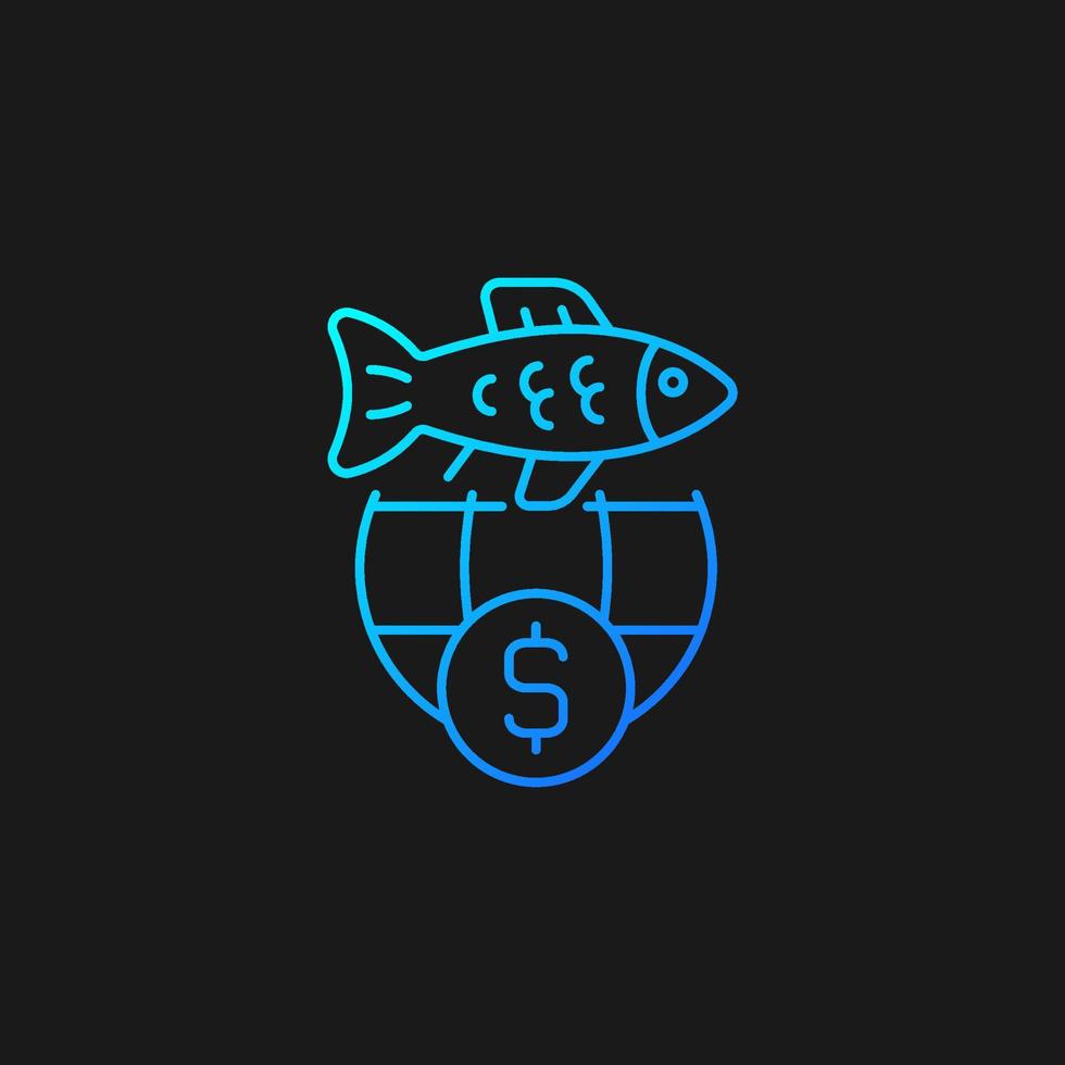 icône de vecteur de gradient de permis de commerce international de pêche pour le thème sombre