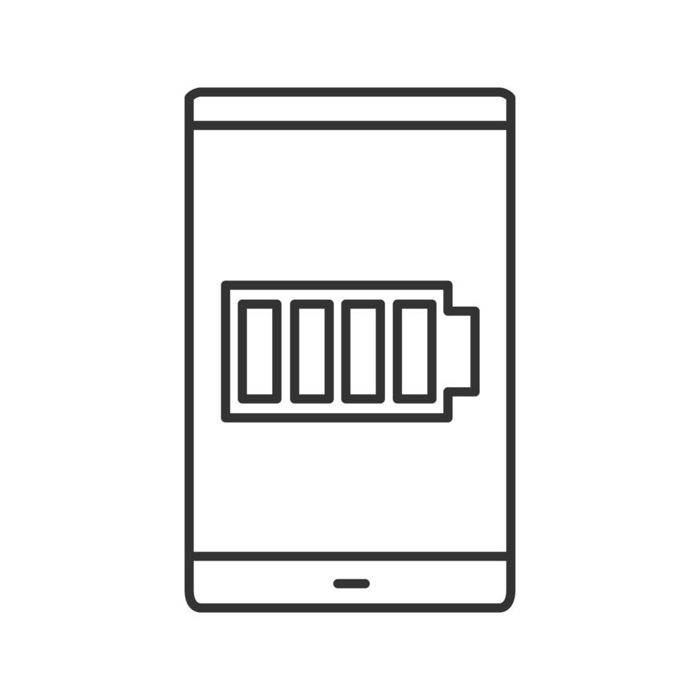 icône linéaire de batterie haute de smartphone vecteur