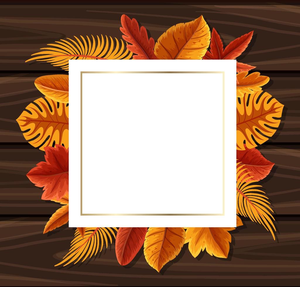 cadre carré avec feuillage d'automne vecteur