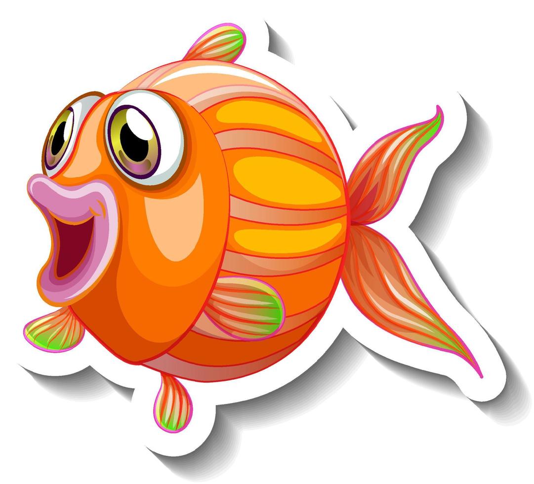 autocollant de dessin animé d'animaux marins avec des poissons mignons vecteur