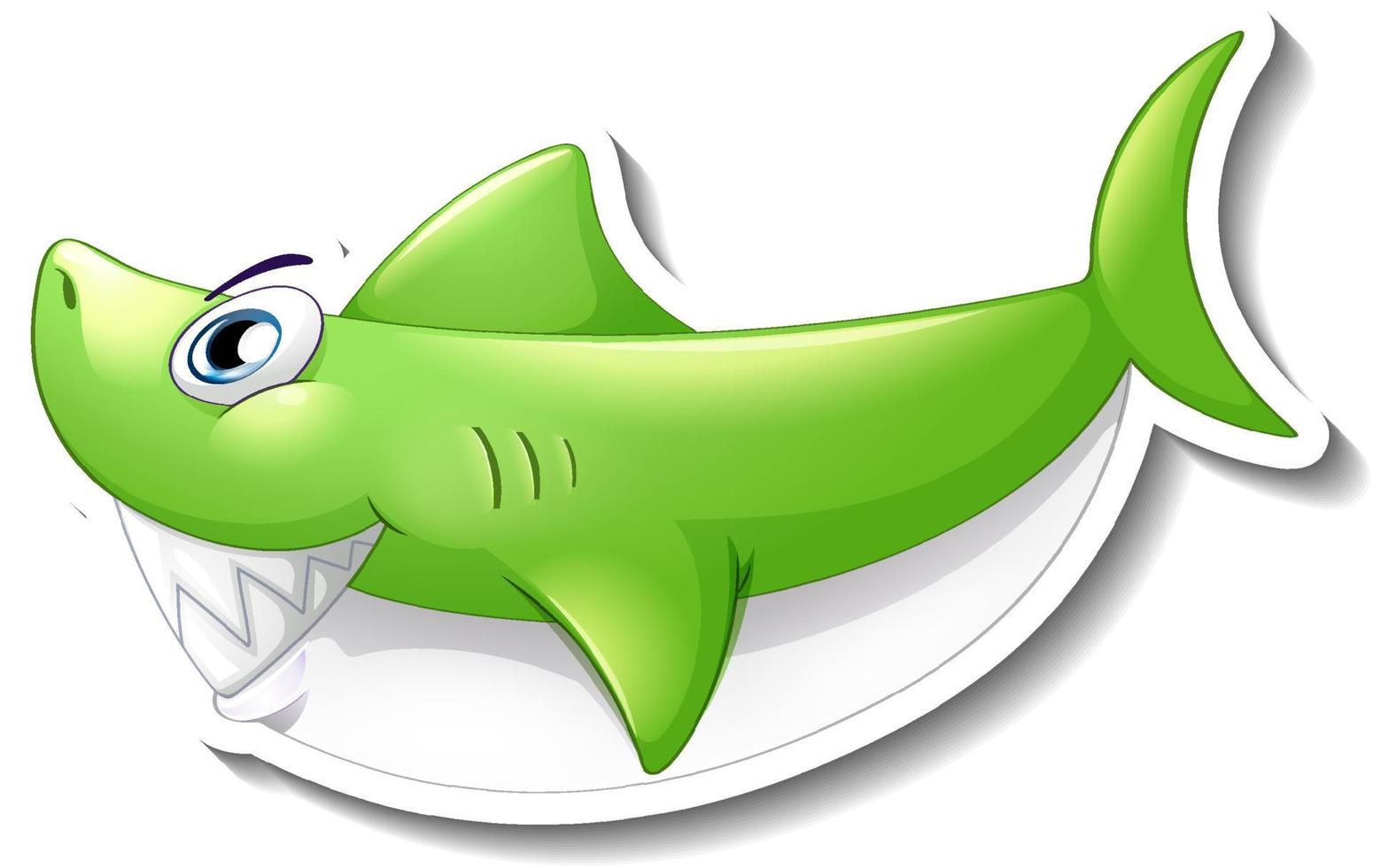 autocollant de dessin animé de requin souriant vecteur