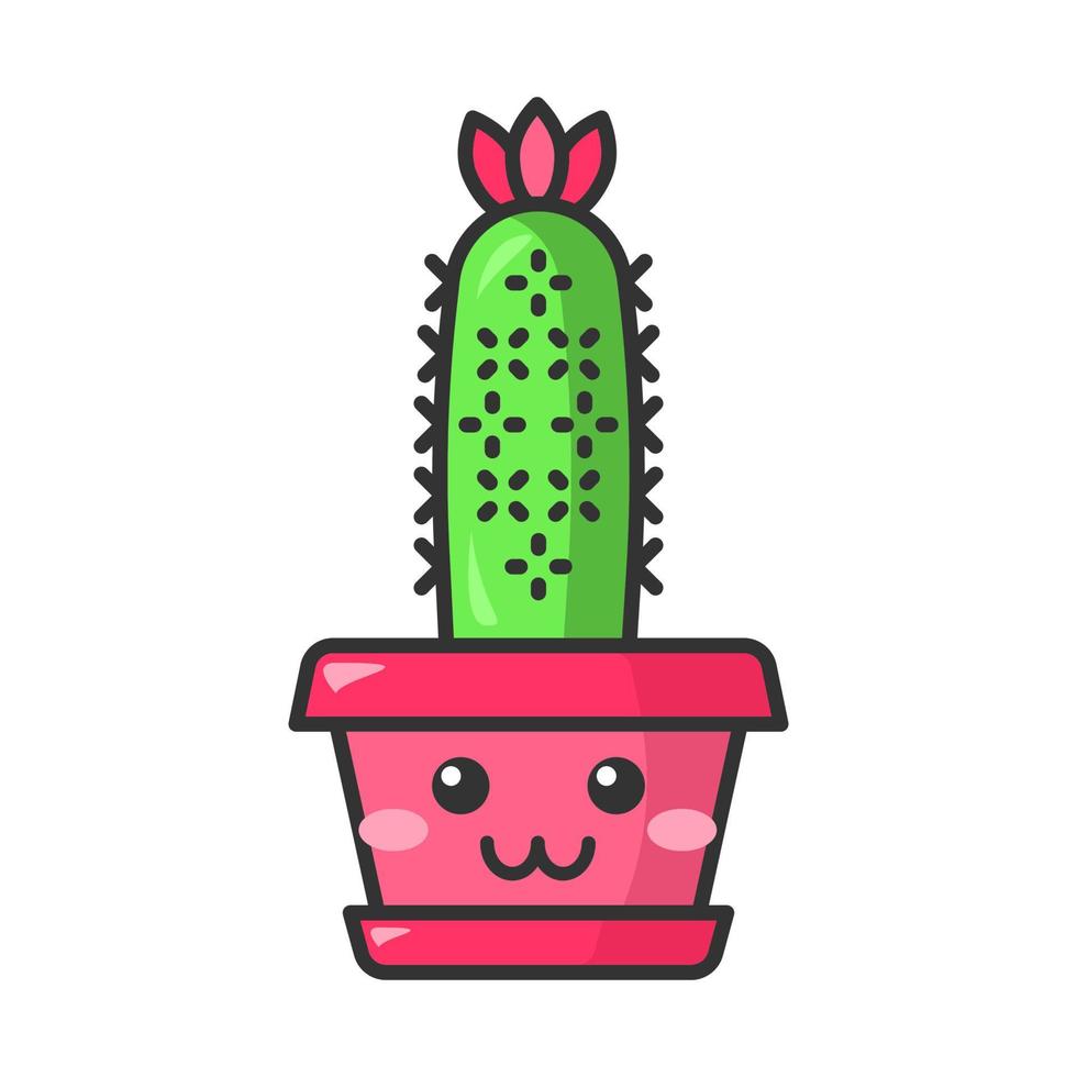 Cactus hérisson caractère vectoriel kawaii mignon