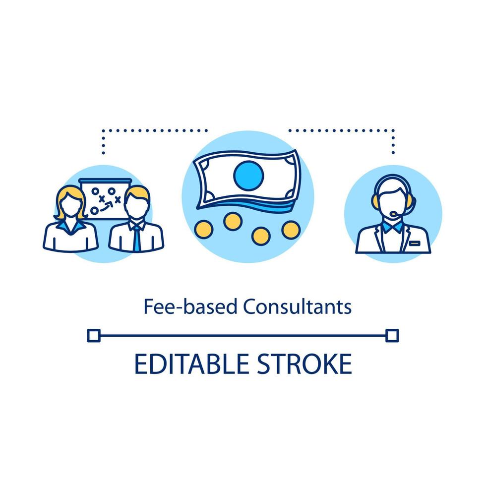 icône de concept de consultants à base d'honoraires. service de conseil financier. aide professionnelle tarifée. illustration de fine ligne d'idée de travail d'expert à prix. dessin de contour isolé de vecteur. trait modifiable vecteur