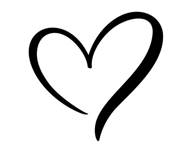 Signe de coeur amour calligraphique vecteur