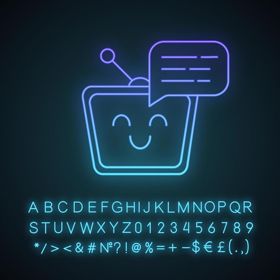 icône de néon de message de chatbot vecteur