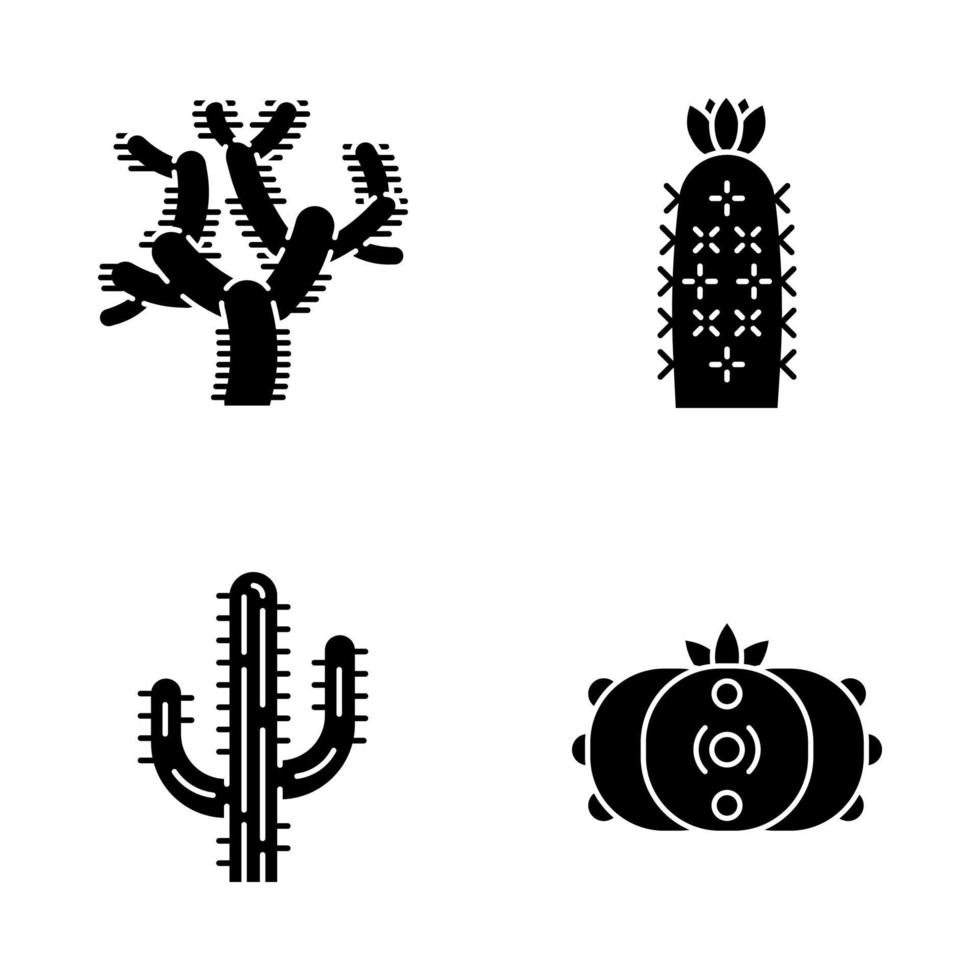 Ensemble d'icônes de glyphes de cactus sauvages vecteur