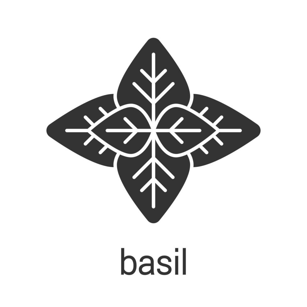 icône de glyphe de basilic. symbole de silhouette. arôme, assaisonnement. espace négatif. illustration vectorielle isolée vecteur