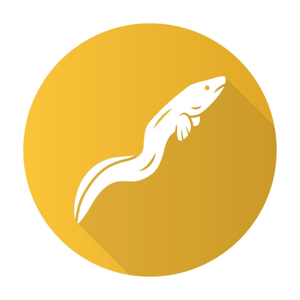 icône de glyphe grandissime design plat jaune anguille. poisson flottant ressemblant à un serpent. animal sous-marin marin à la peau lisse. fruits de mer asiatiques, ingrédient de sushi. créature en forme de serpent. illustration vectorielle vecteur