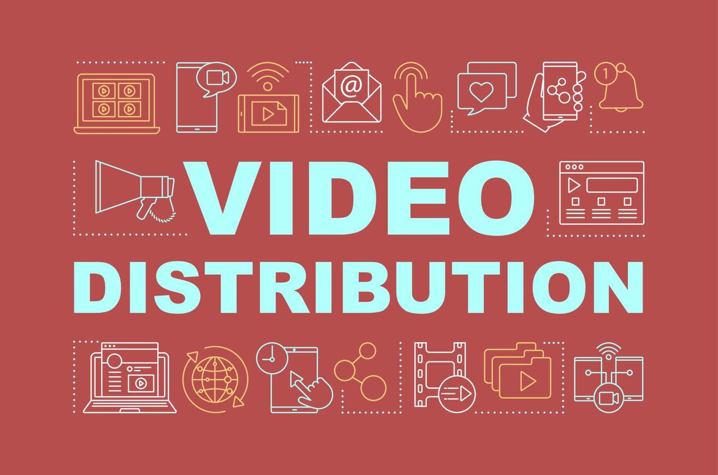 bannière de concepts de mots de distribution vidéo vecteur