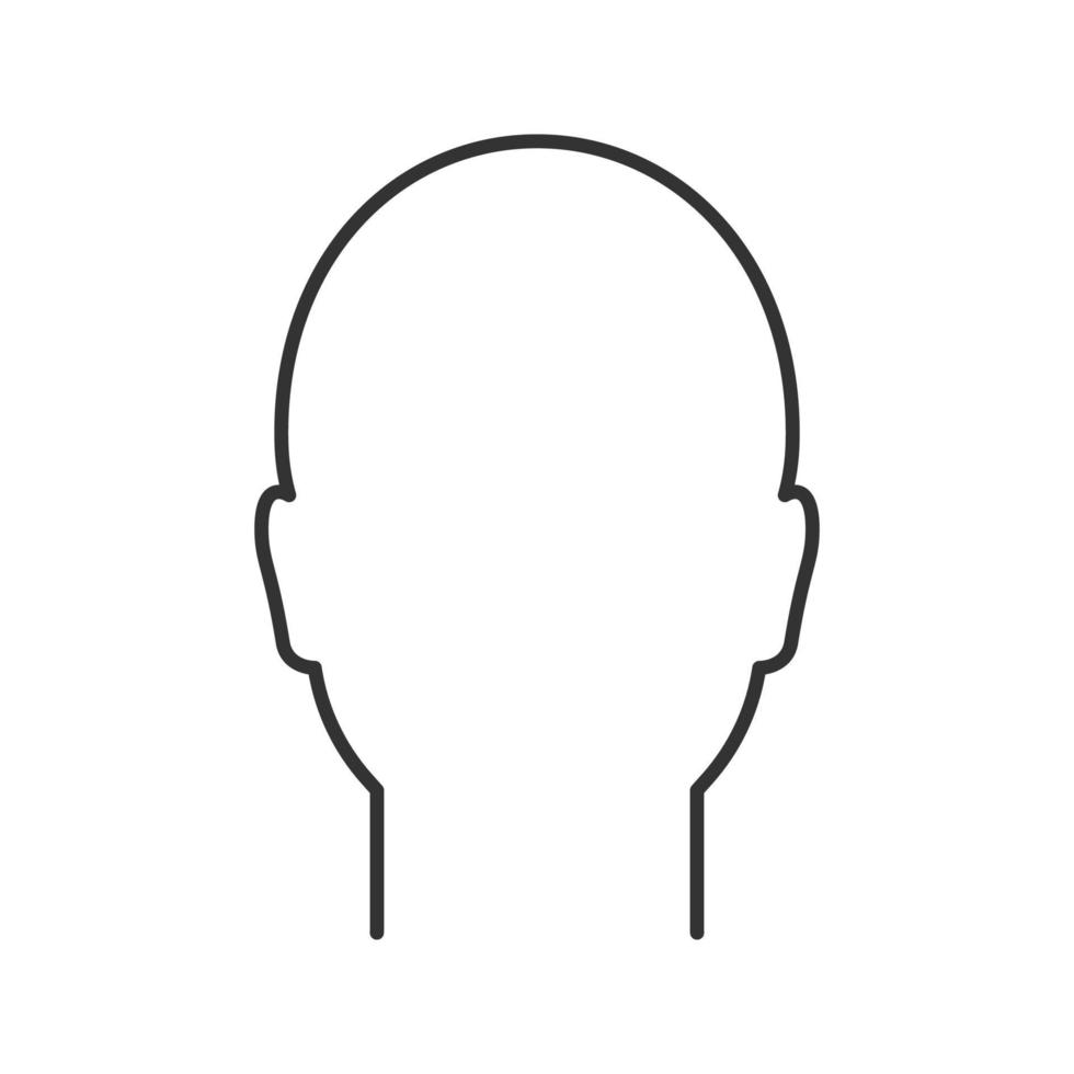 icône linéaire de tête humaine. vue frontale du visage de l'homme. illustration de la ligne mince. profil. symbole de contour. dessin de contour isolé de vecteur