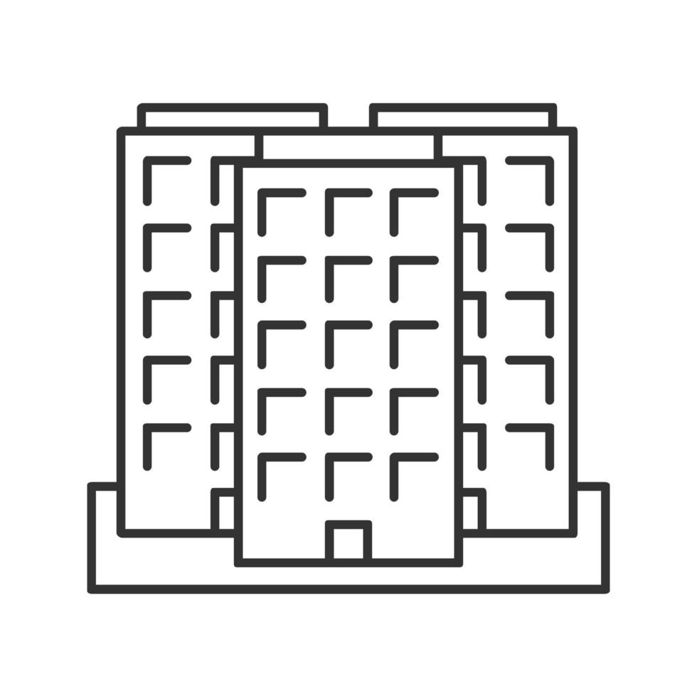 icône linéaire de bâtiment à plusieurs étages. illustration de la ligne mince. immeuble. symbole de contour. dessin de contour isolé de vecteur