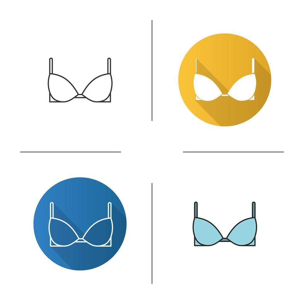 icône de soutien-gorge. design plat, styles linéaires et de couleur. soutien-gorge. illustrations vectorielles isolées vecteur