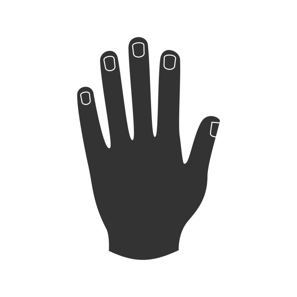 icône de glyphe de la main de l'homme. symbole de silhouette. espace négatif. illustration vectorielle isolée vecteur