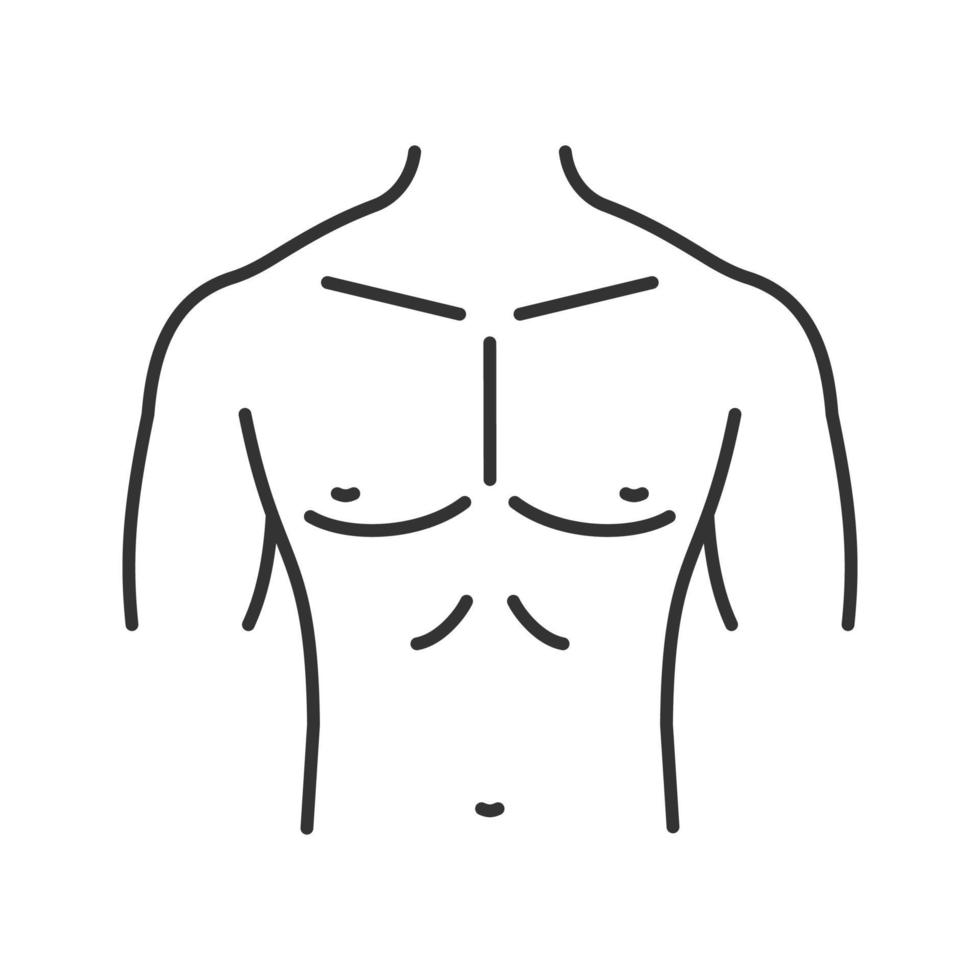 icône linéaire de poitrine masculine musclée. illustration de la ligne mince. symbole de contour. dessin de contour isolé de vecteur