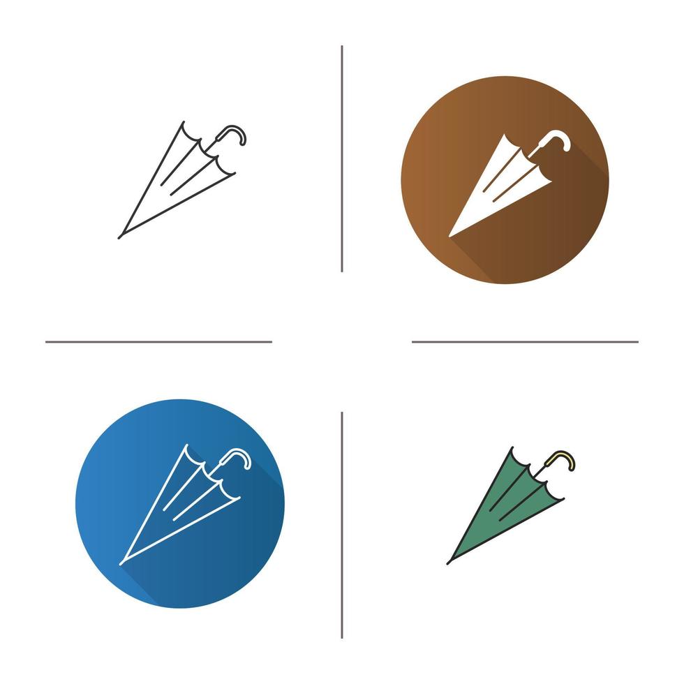 icône de parapluie fermé. design plat, styles linéaires et de couleur. illustrations vectorielles isolées vecteur