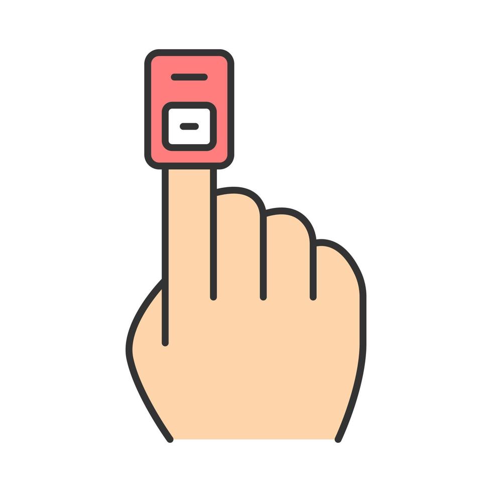 icône de couleur de l'oxymètre de pouls du bout des doigts vecteur
