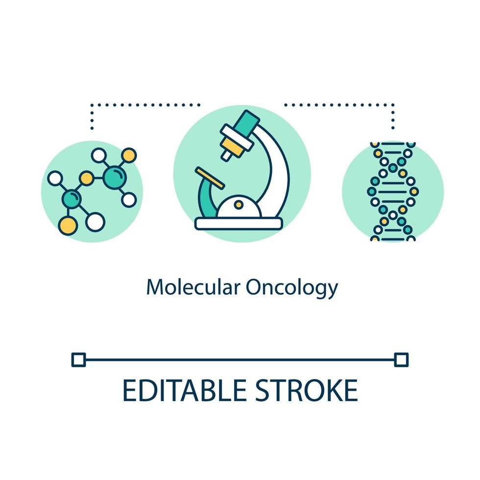 icône de concept d'oncologie moléculaire. illustration de ligne mince d'idée de thérapie ciblée. traitement du cancer. immunothérapie. médicaments. dessin de couleur rvb contour isolé vectoriel. trait modifiable vecteur