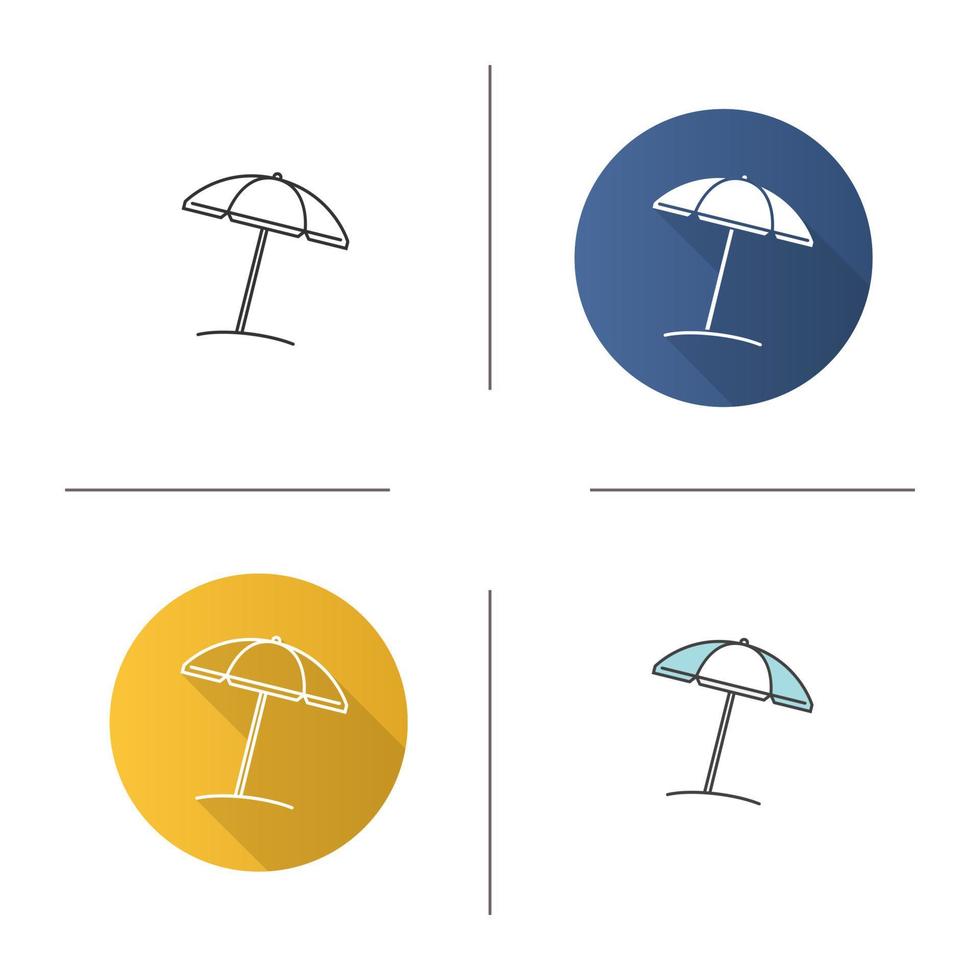 icône de parasol de plage. design plat, styles linéaires et de couleur. illustrations vectorielles isolées vecteur