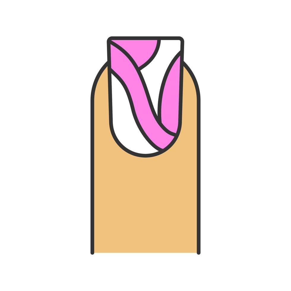 icône de couleur design nail art à rayures. manucure carrée classique. illustration vectorielle isolée vecteur