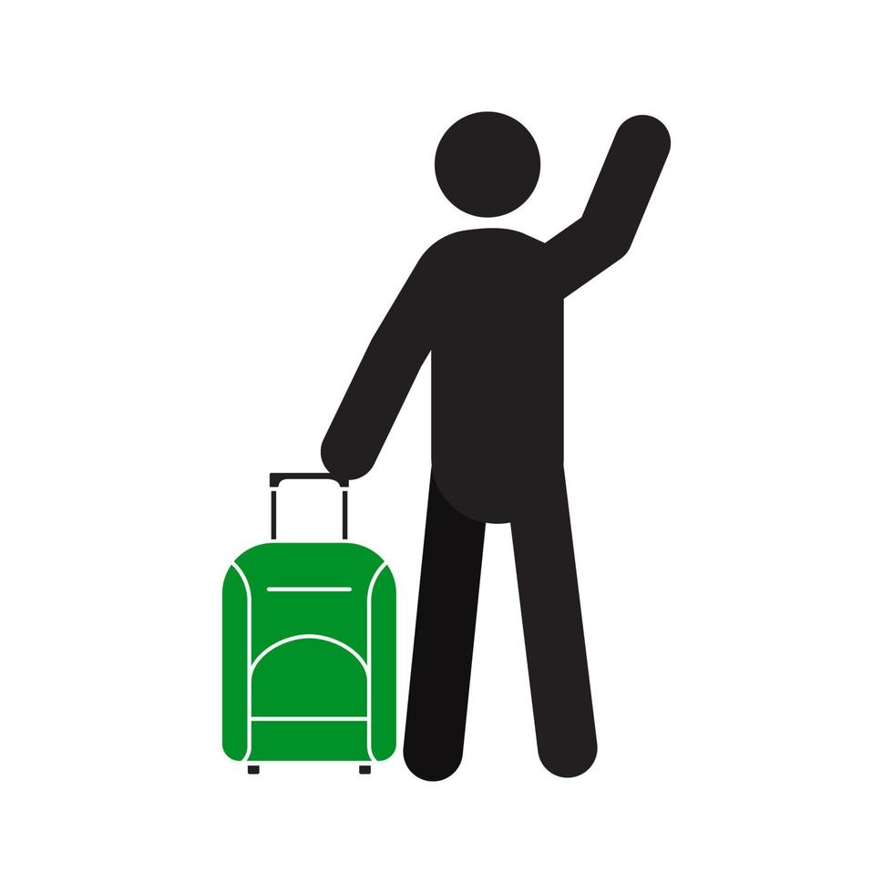 homme avec l'icône de silhouette de bagages. séjour. vacances. arrivée. illustration vectorielle isolée vecteur