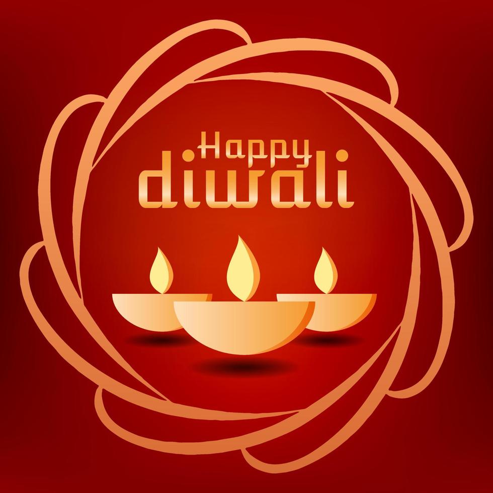 illustration vectorielle joyeux diwali, illustration de bannière vectorielle joyeux diwali avec diya - lampe à huile, illustration diwali avec typographie, conception créative de vecteur diwali pour carte de voeux et arrière-plan.