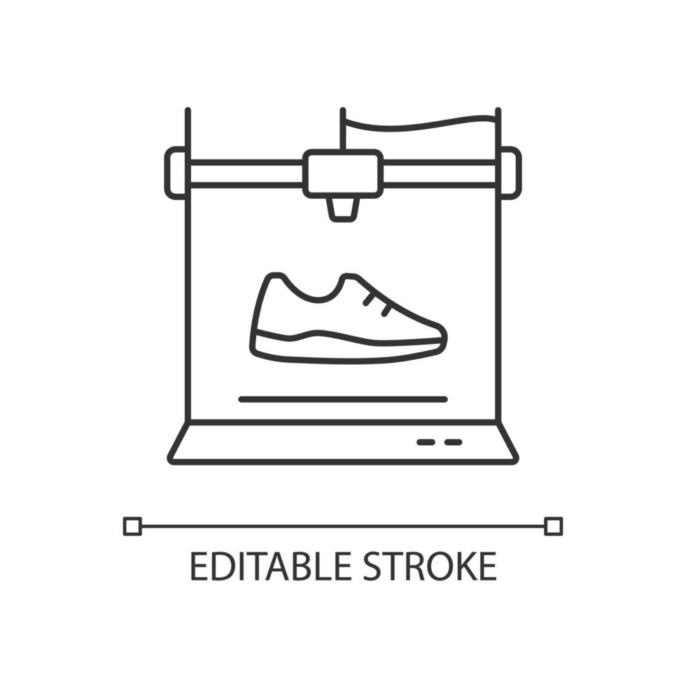 Icône linéaire de chaussures imprimées en 3D vecteur