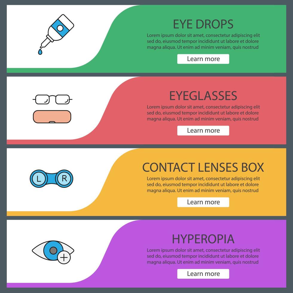 ensemble de modèles de bannière web ophtalmologie vecteur