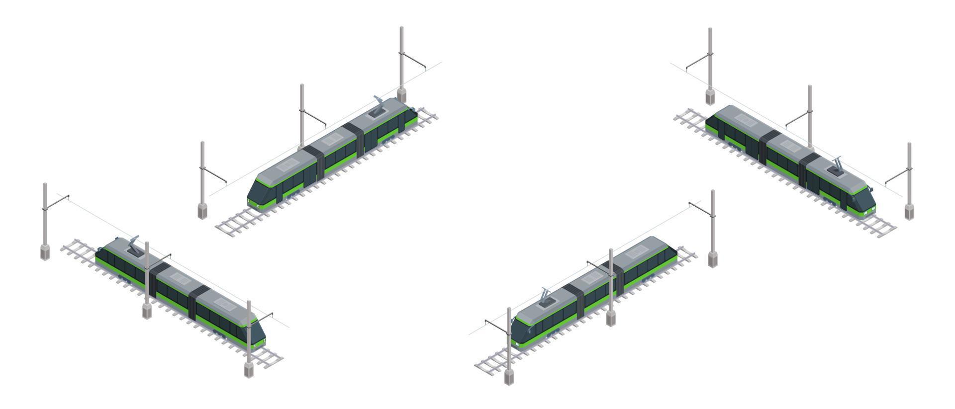 transport électrique sur rails tram. style isométrique vecteur