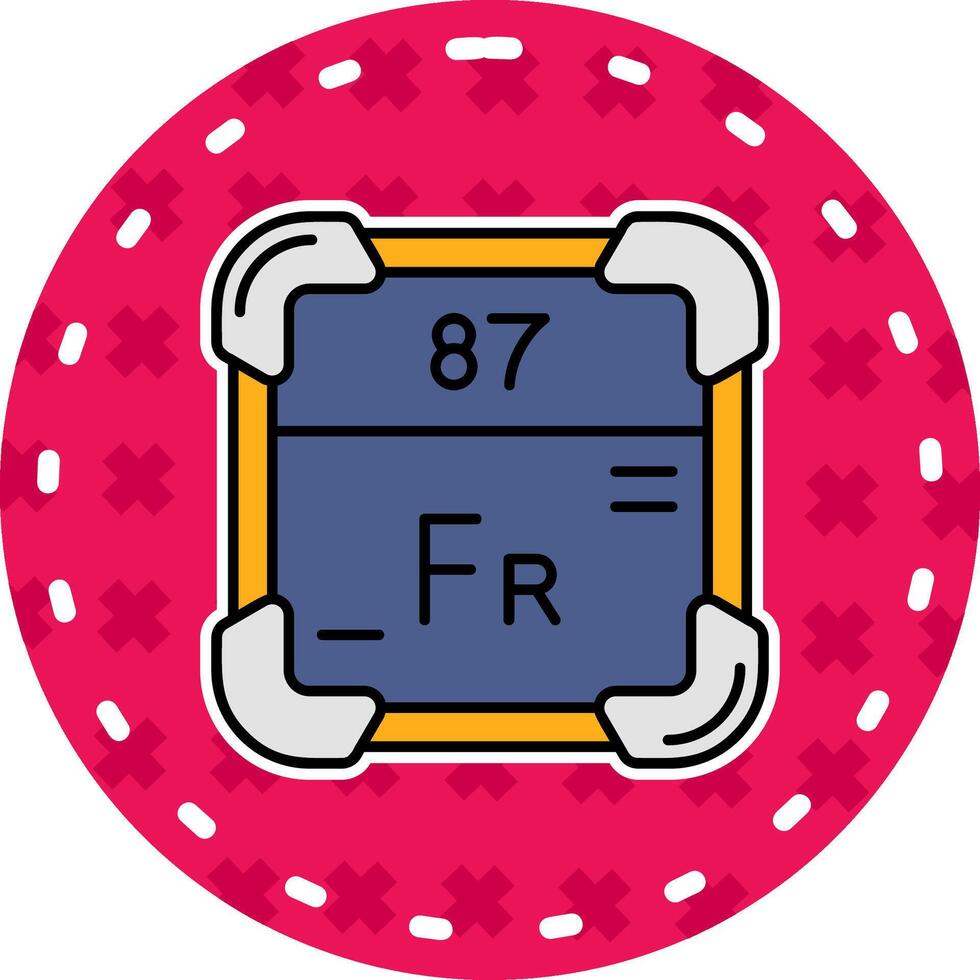 francium ligne rempli autocollant icône vecteur