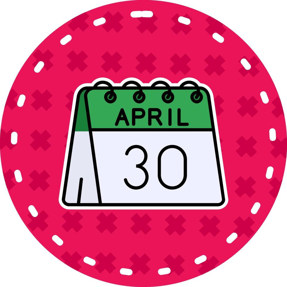 30 de avril ligne rempli autocollant icône vecteur