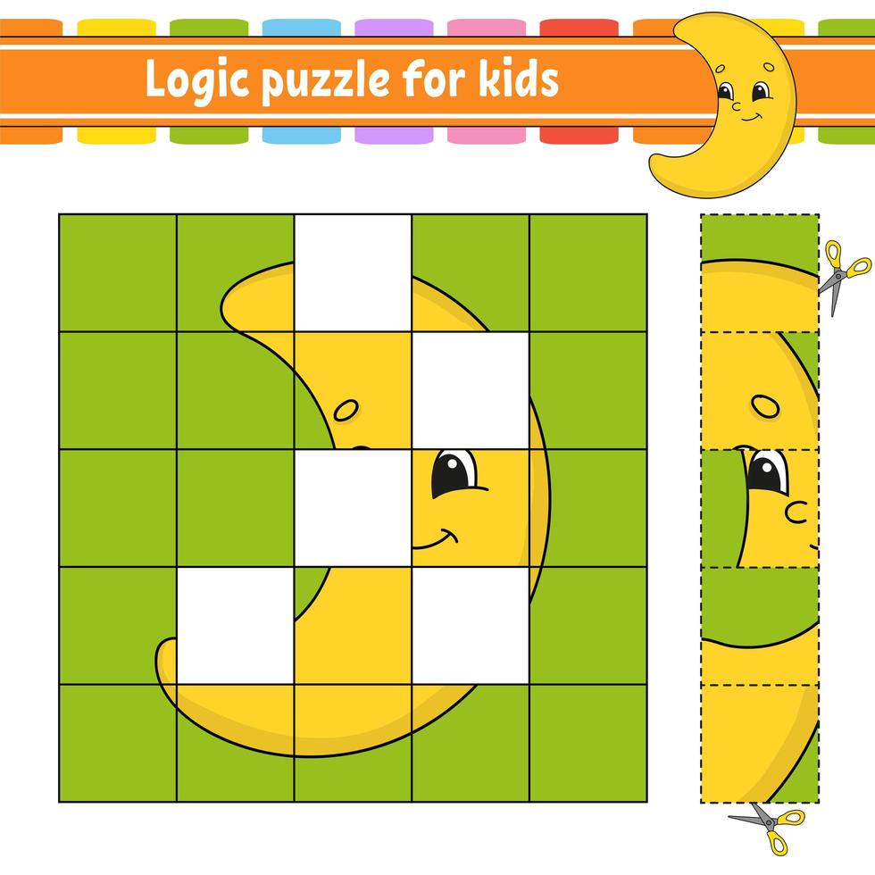 puzzle logique pour les enfants. feuille de travail sur le développement de l'éducation. jeu d'apprentissage pour les enfants. page d'activité. illustration vectorielle simple plat isolé dans un style dessin animé mignon. vecteur