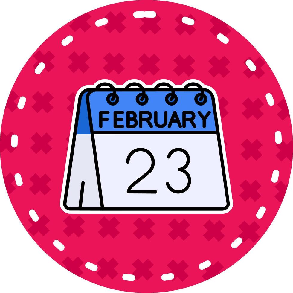 23ème de février ligne rempli autocollant icône vecteur