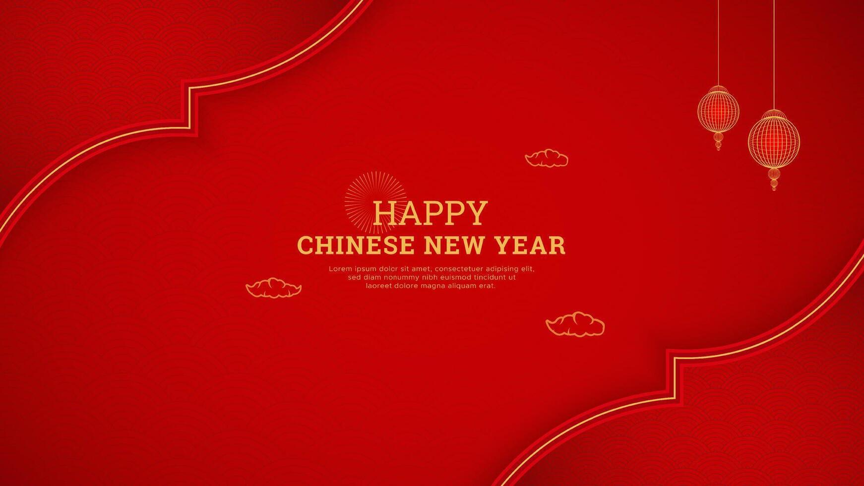 chinois content Nouveau année rouge Contexte conception avec chinois lanternes et chinois modèle vecteur